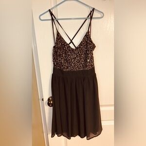 Black Midi Dress with Sequin Bodice